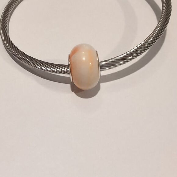 Silver Blended Yellowand White Charm‎ for Pandora Style Bracelet - Picture 3 of 6